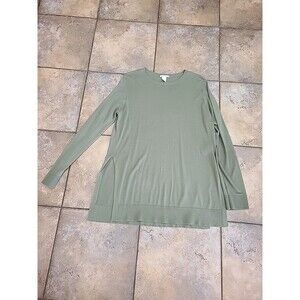 H&M Olive Lightweight Pullover High-Low Sweater Shirt Top Oversized  Medium